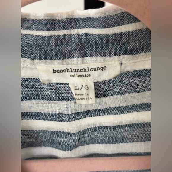 Beach lunch and lounge linen/cotton stripe top, size Large worn once - Picture 2 of 8